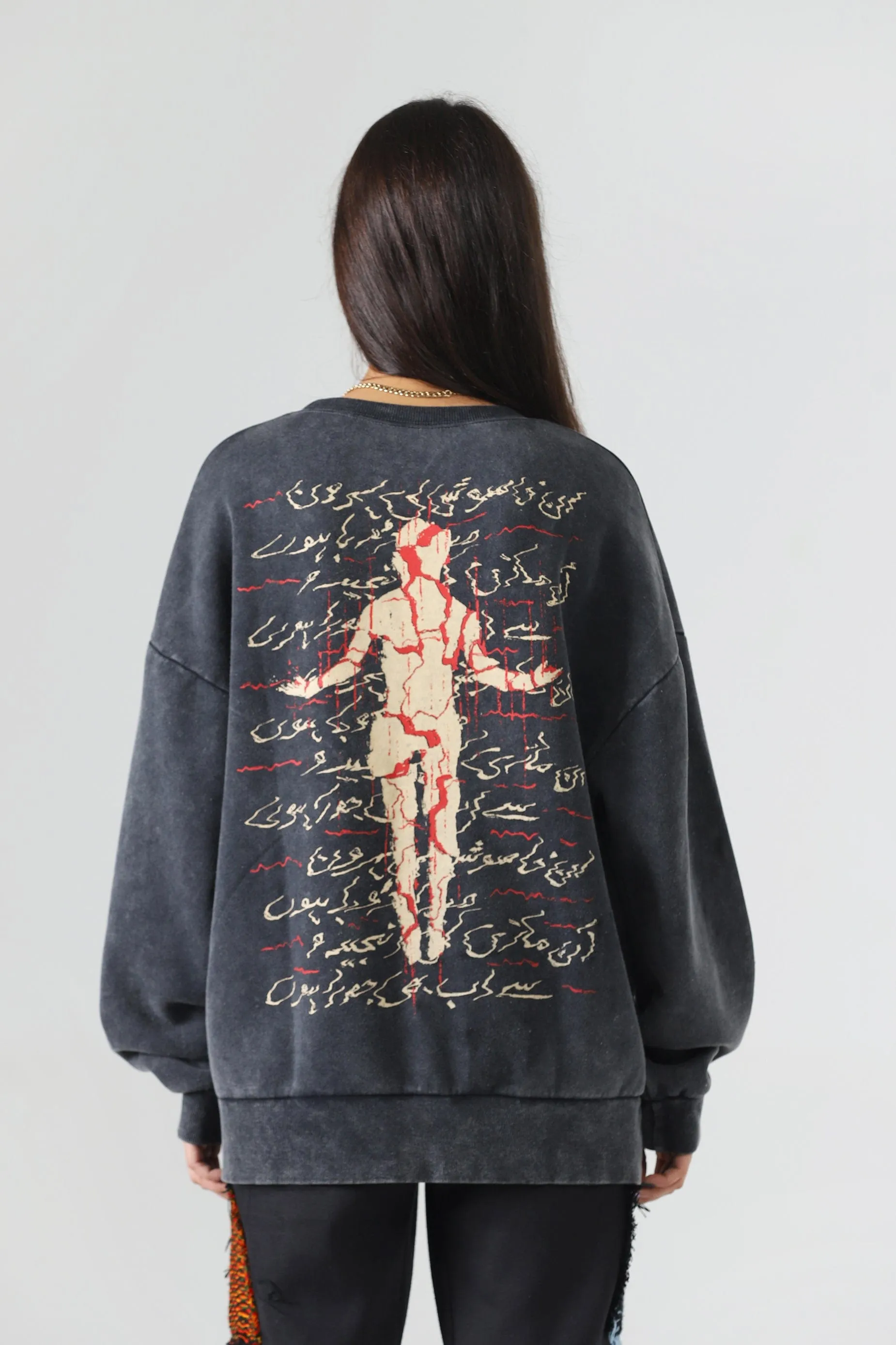 "BROKEN MAN" ACID WASH SWEATSHIRT