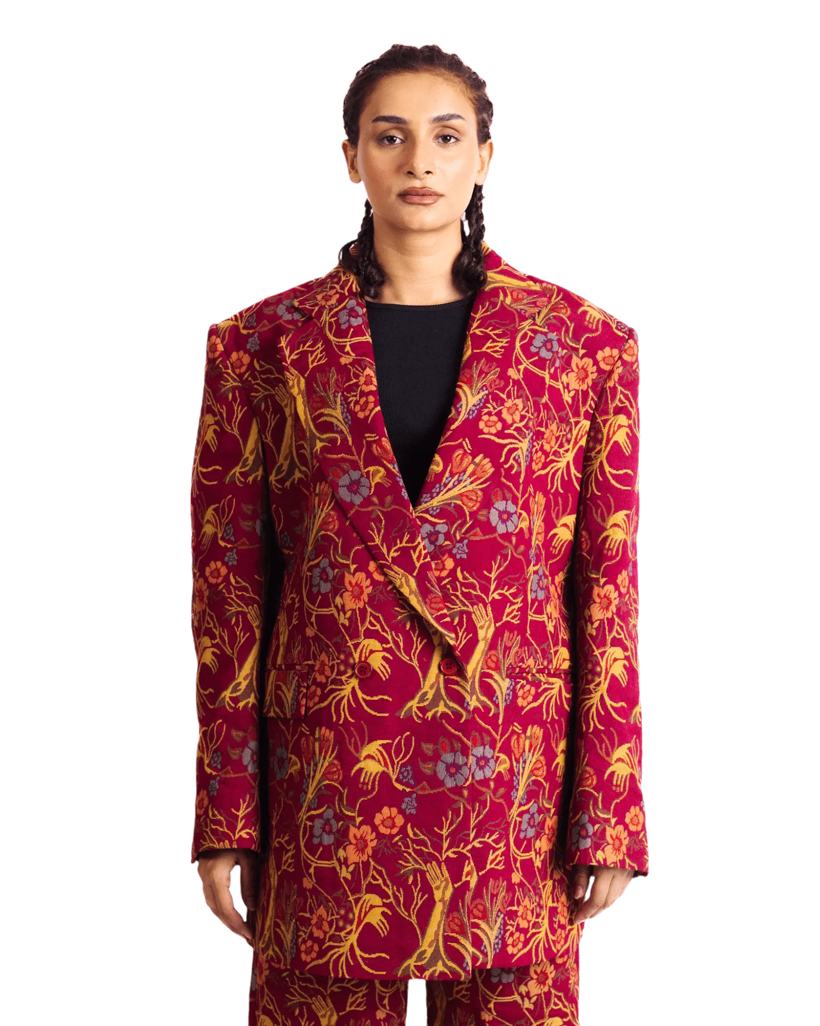 "RED AFFAIR" JACQUARD WOVEN COAT