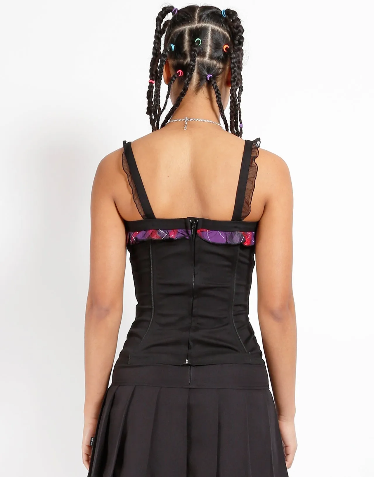 RUFFLE PLAID LACEUP CORSET