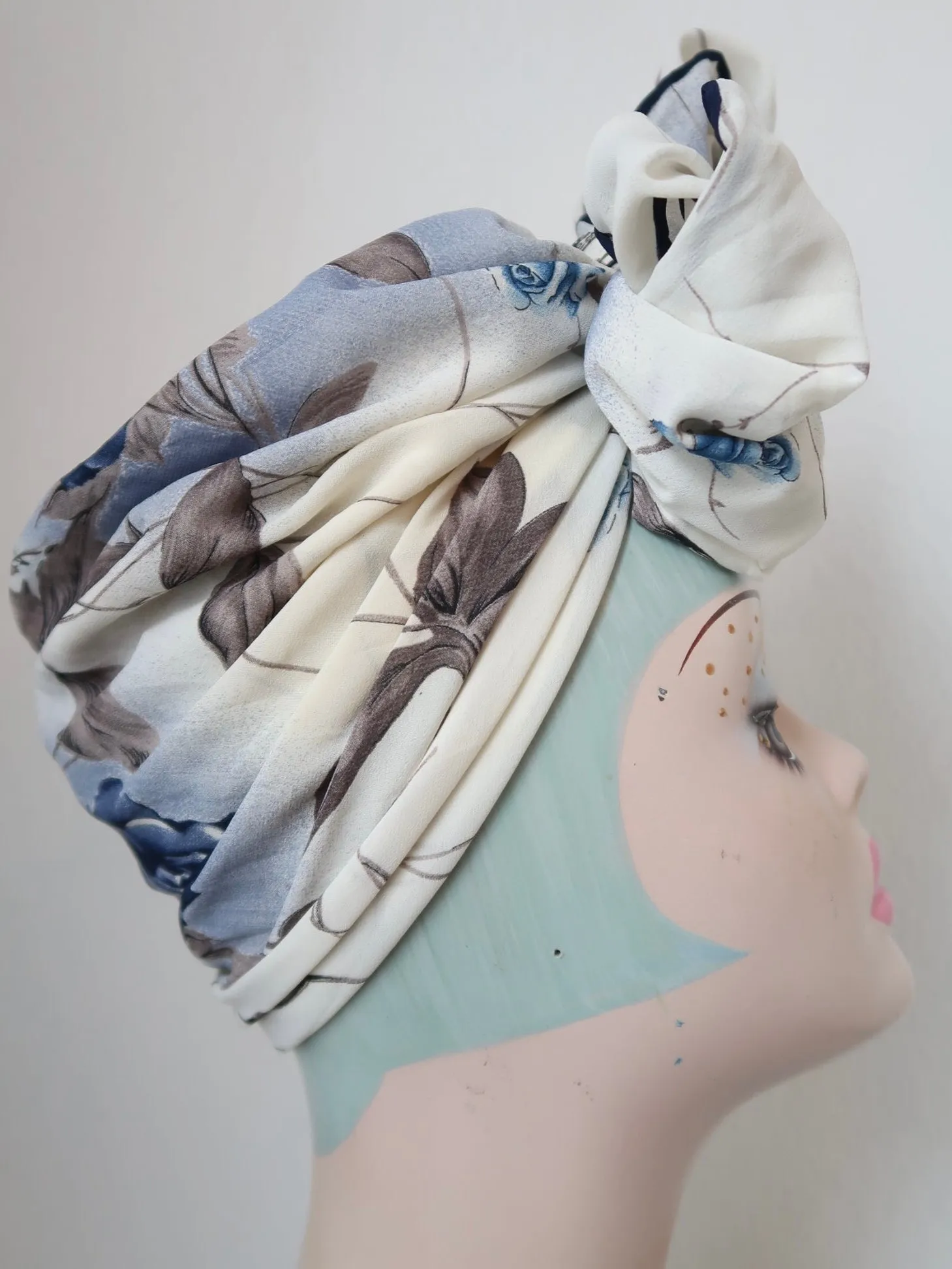 SALE ITEM: Blue & Grey Rose Large Scarf