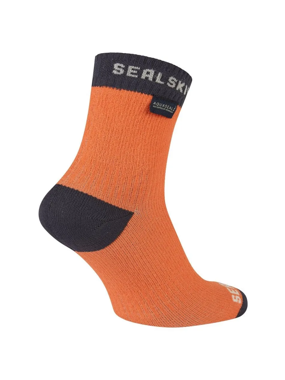 Sealskinz Wretham Waterproof Warm Weather Ankle Length Sock in Orange AW24