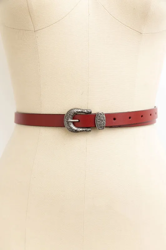 skinny western belt - red