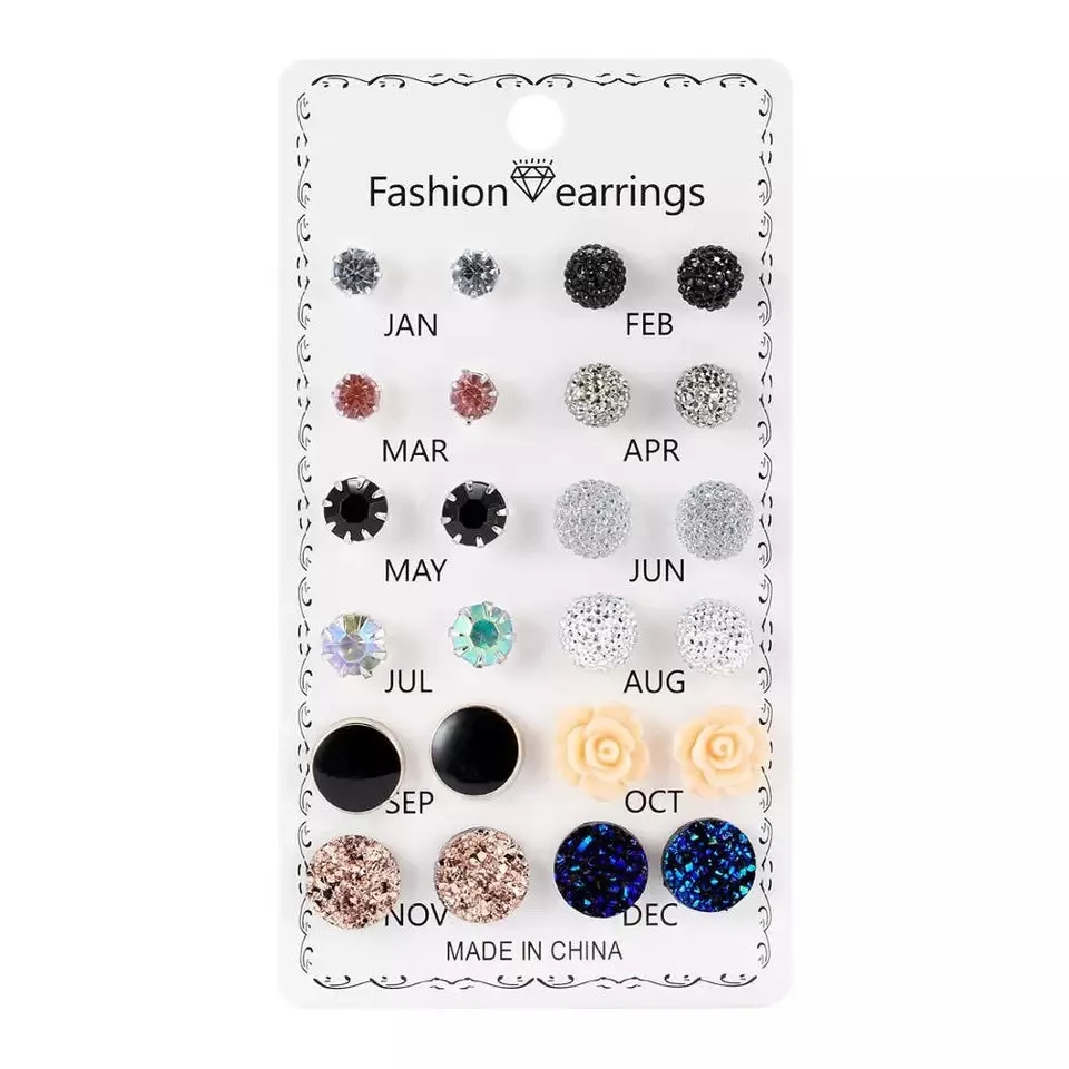 Stud Earrings - Set of 12 Months