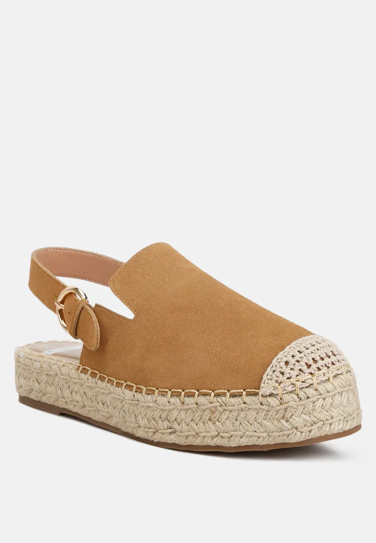 Suede Slingback Strap Espadrilles By Ruw