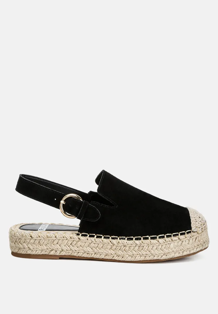 Suede Slingback Strap Espadrilles By Ruw