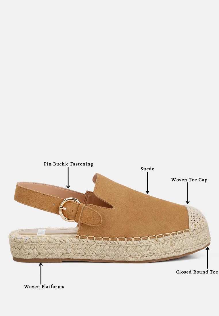 Suede Slingback Strap Espadrilles By Ruw