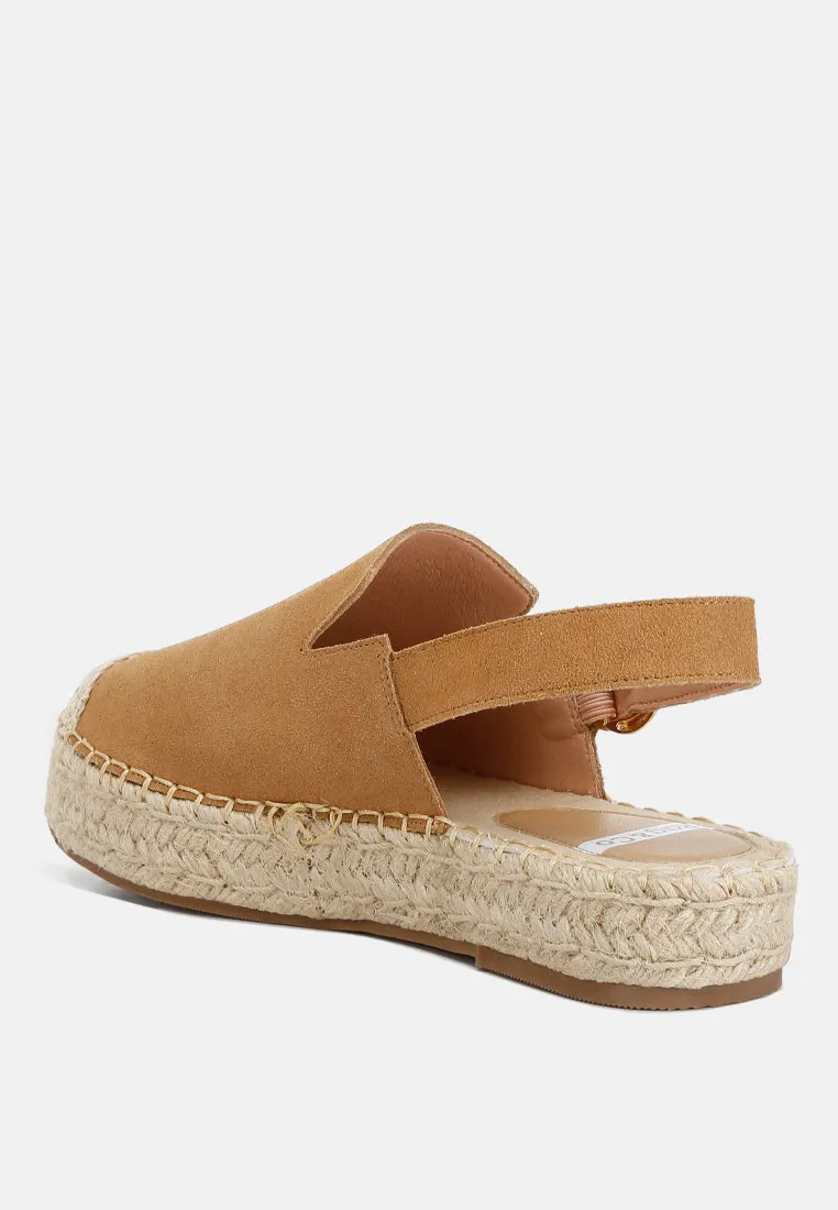 Suede Slingback Strap Espadrilles By Ruw