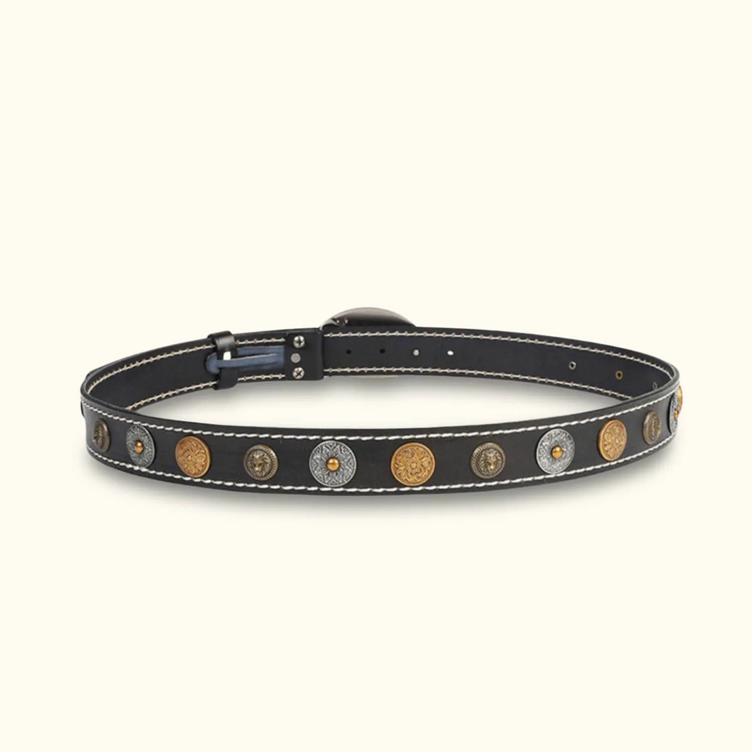 The Buckle Up – Unisex Western Leather Rivet Buckle Belt