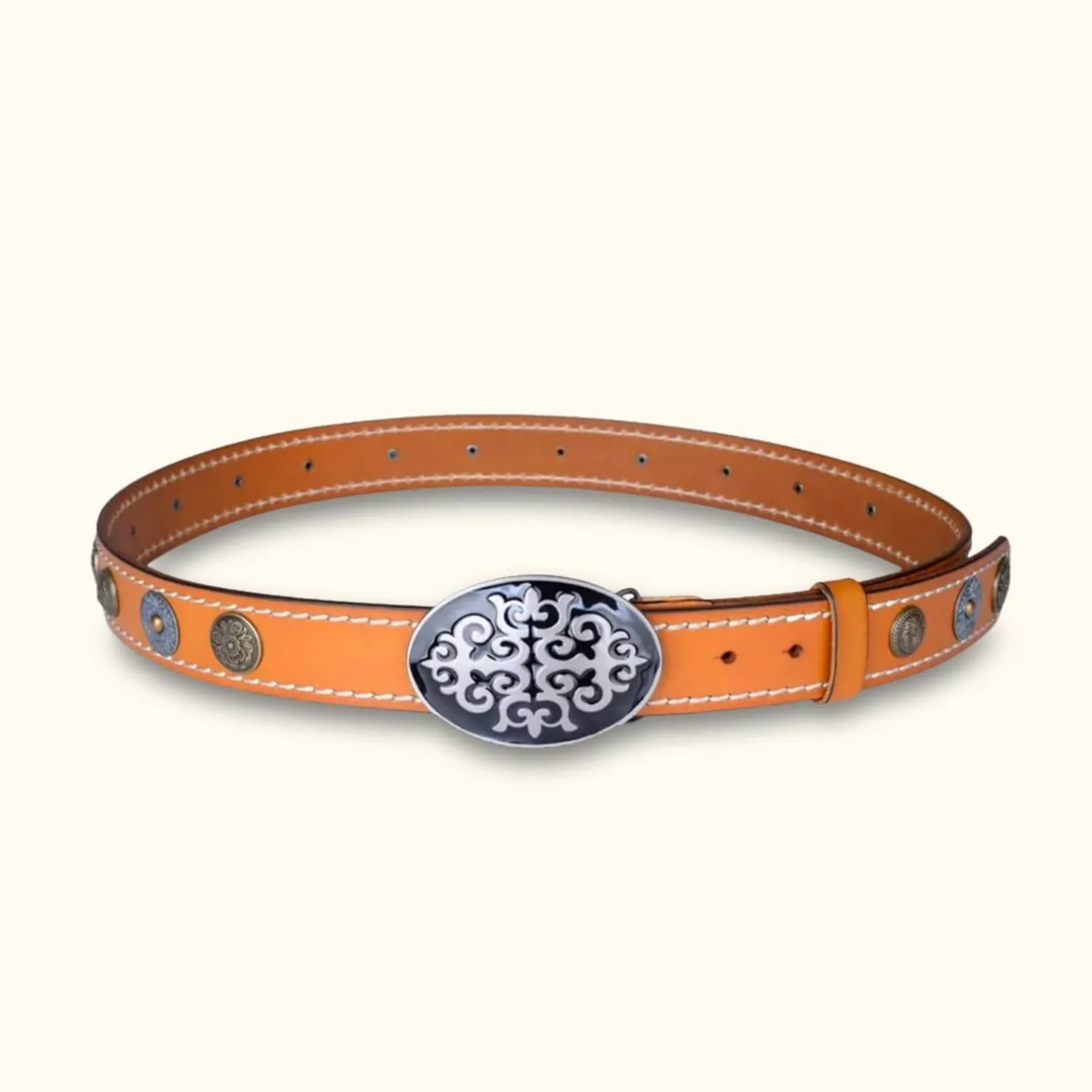 The Buckle Up – Unisex Western Leather Rivet Buckle Belt