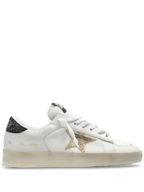 WHITE LEATHER LACE-UP SNEAKERS