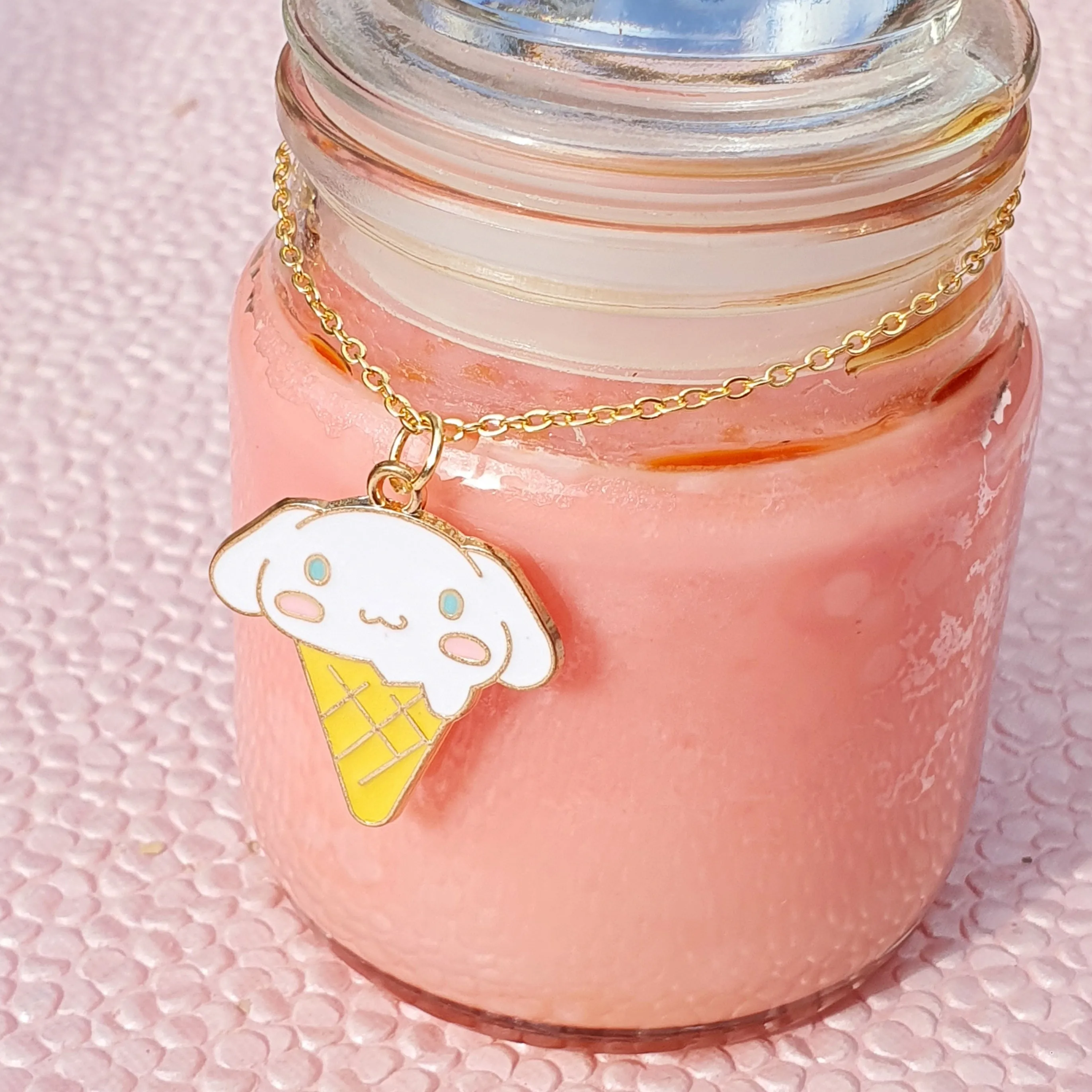 Y2K Charm Pendant Gold Necklace - Bunny Ice Cream