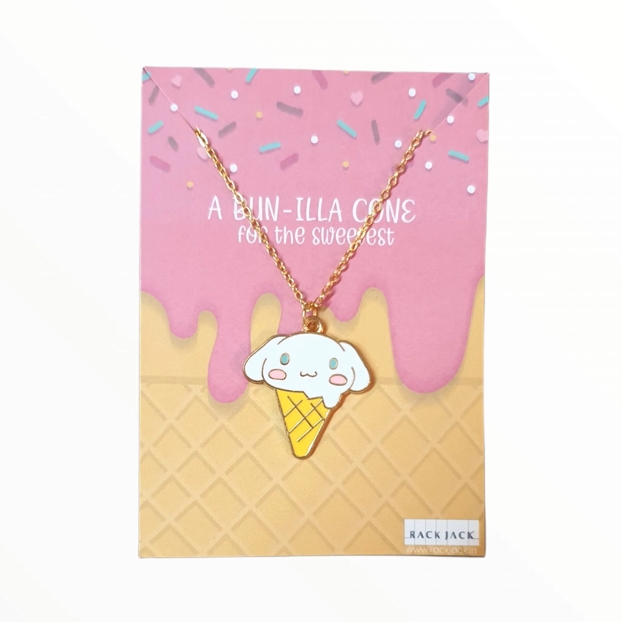 Y2K Charm Pendant Gold Necklace - Bunny Ice Cream