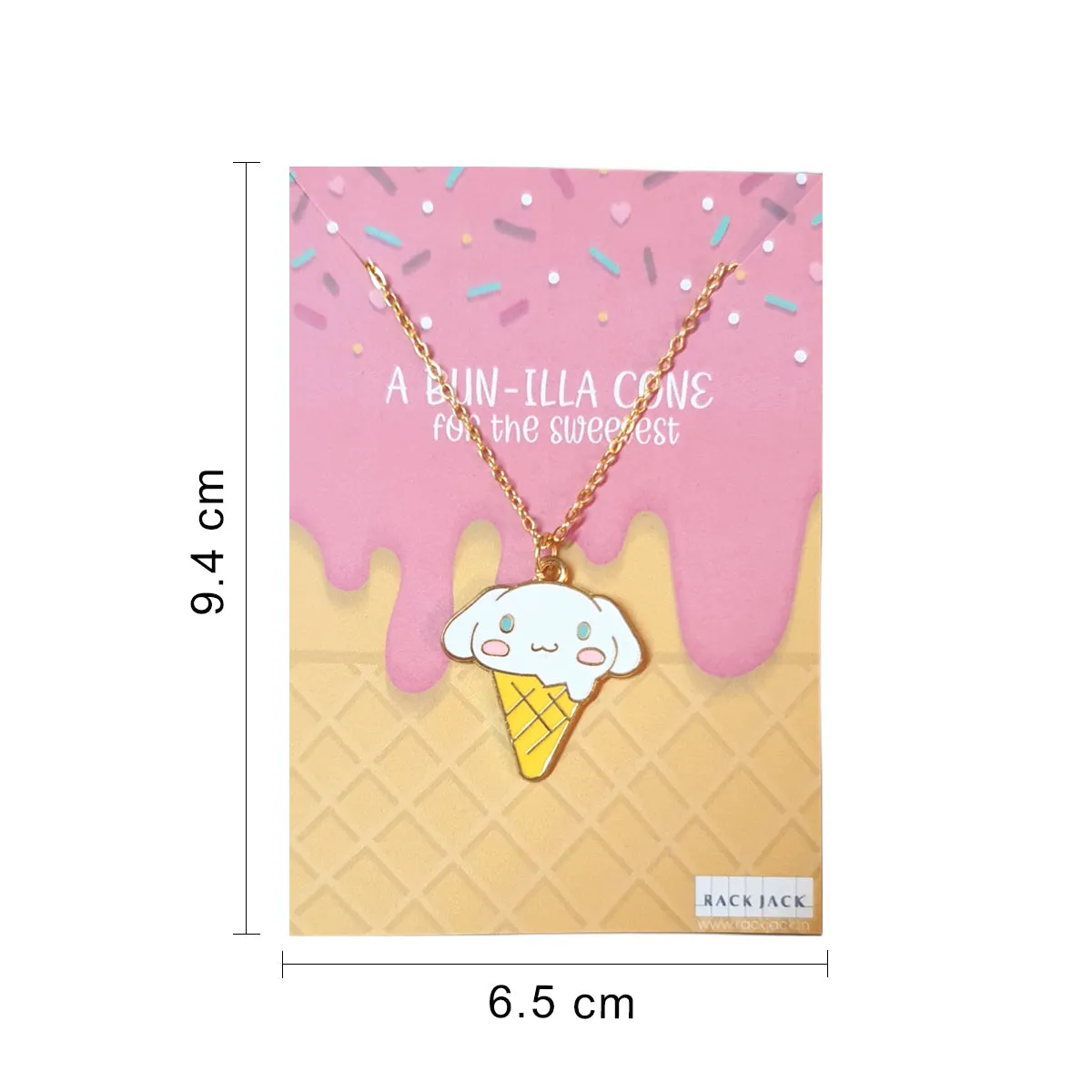 Y2K Charm Pendant Gold Necklace - Bunny Ice Cream