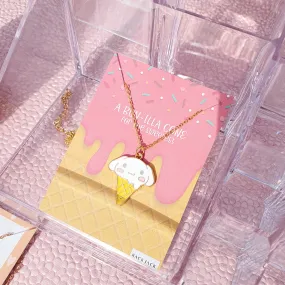 Y2K Charm Pendant Gold Necklace - Bunny Ice Cream