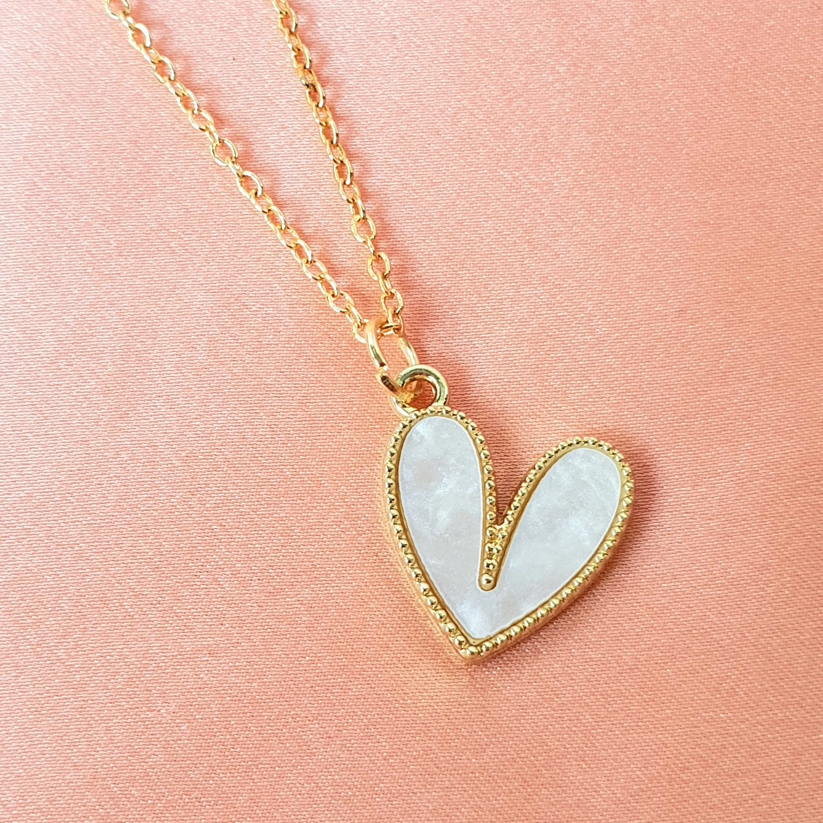 Y2K Charm Pendant Gold Necklace - Glass Heart